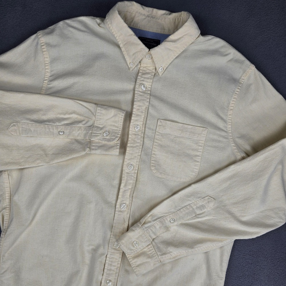 Abercrombie &‎ Fitch Shirt Mens XL White Stretch Long Sleeve Oxford Button Down